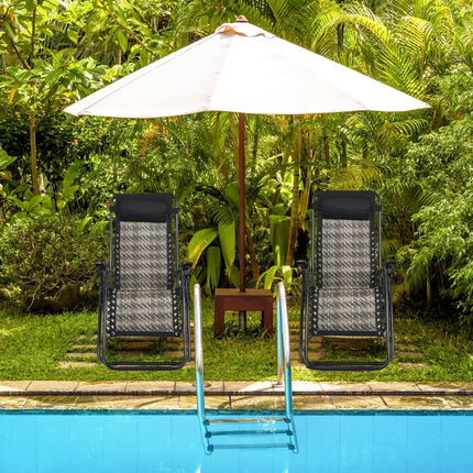 2 Pieces Folding Patio Rattan Zero Gravity Lounge Chair-Gray - Gray - Outdoor Chaise Lounges