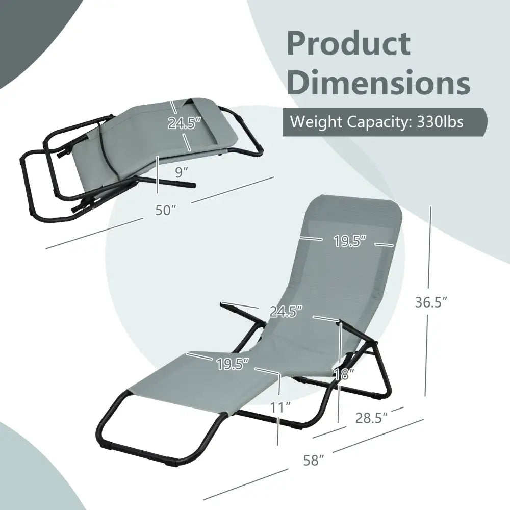 2 Pieces Folding Portable Patio Chaise Lounger with Rocking Design-Light Green - Light Green - Outdoor Chaise Lounges