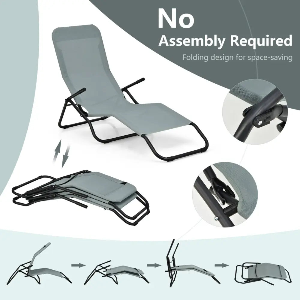 2 Pieces Folding Portable Patio Chaise Lounger with Rocking Design-Light Green - Light Green - Outdoor Chaise Lounges