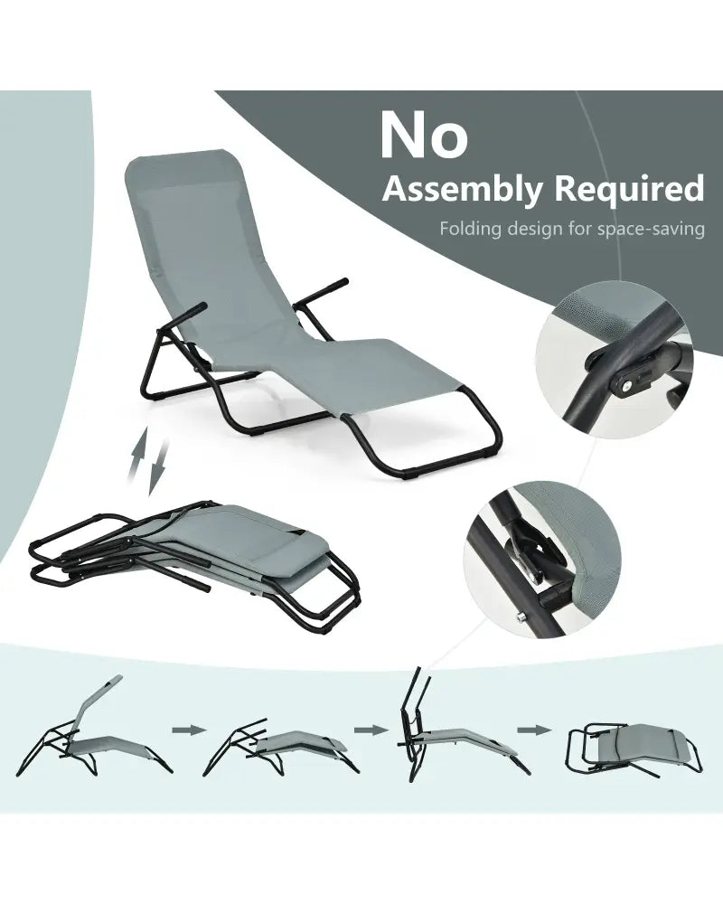 2 Pieces Folding Portable Patio Chaise Lounger with Rocking Design-Light Green - Light Green - Outdoor Chaise Lounges