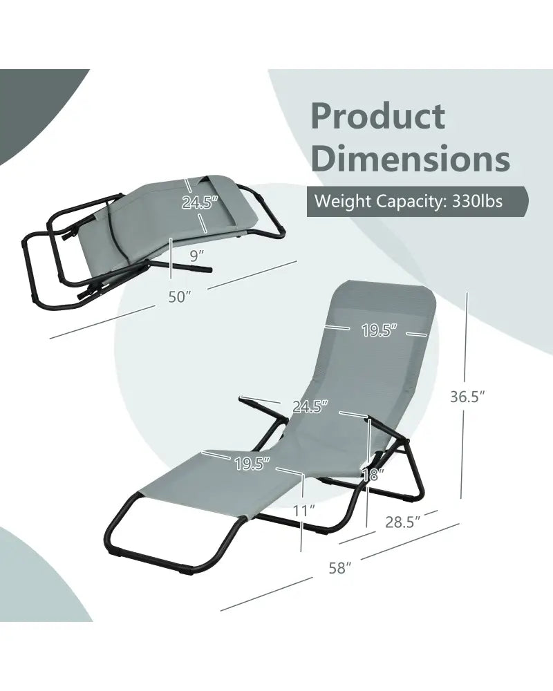 2 Pieces Folding Portable Patio Chaise Lounger with Rocking Design-Light Green - Light Green - Outdoor Chaise Lounges