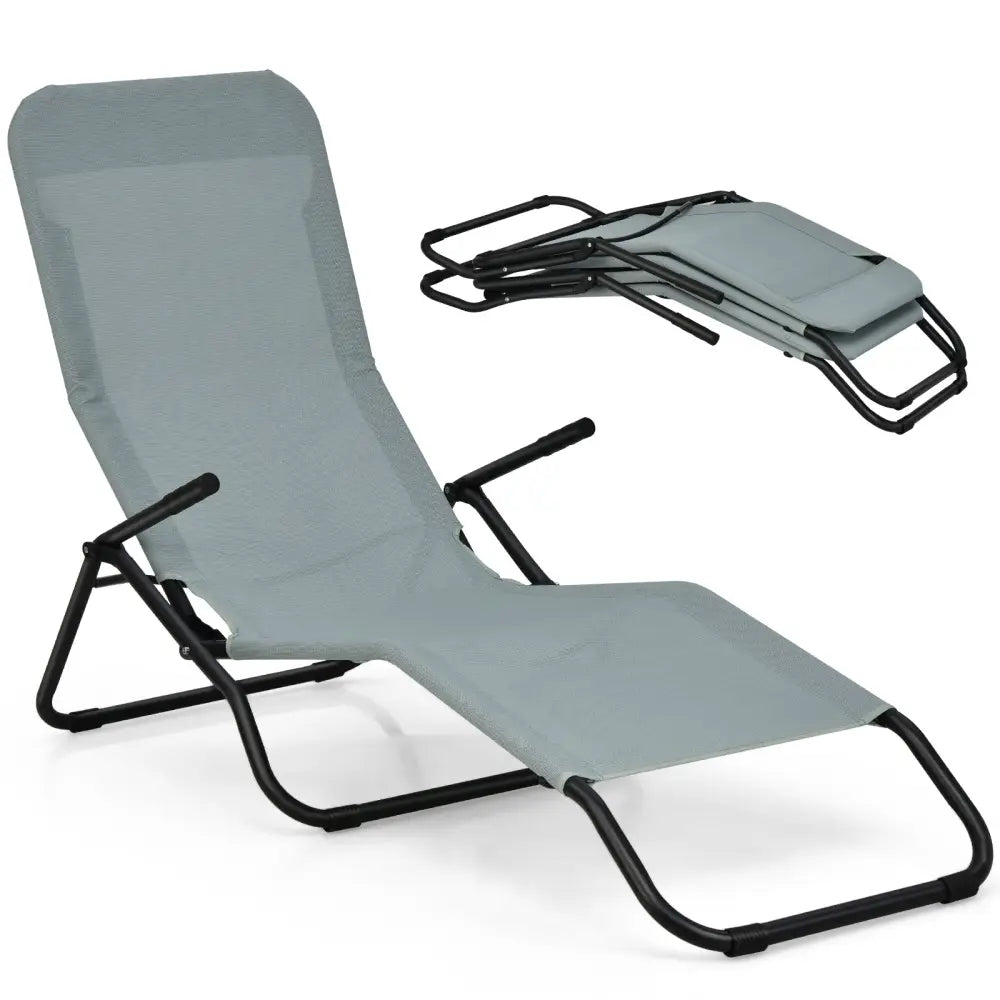 2 Pieces Folding Portable Patio Chaise Lounger with Rocking Design-Light Green - Light Green - Outdoor Chaise Lounges