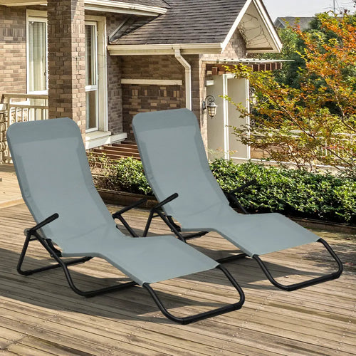 2 Pieces Folding Portable Patio Chaise Lounger with Rocking Design-Light Green - Light Green - Outdoor Chaise Lounges