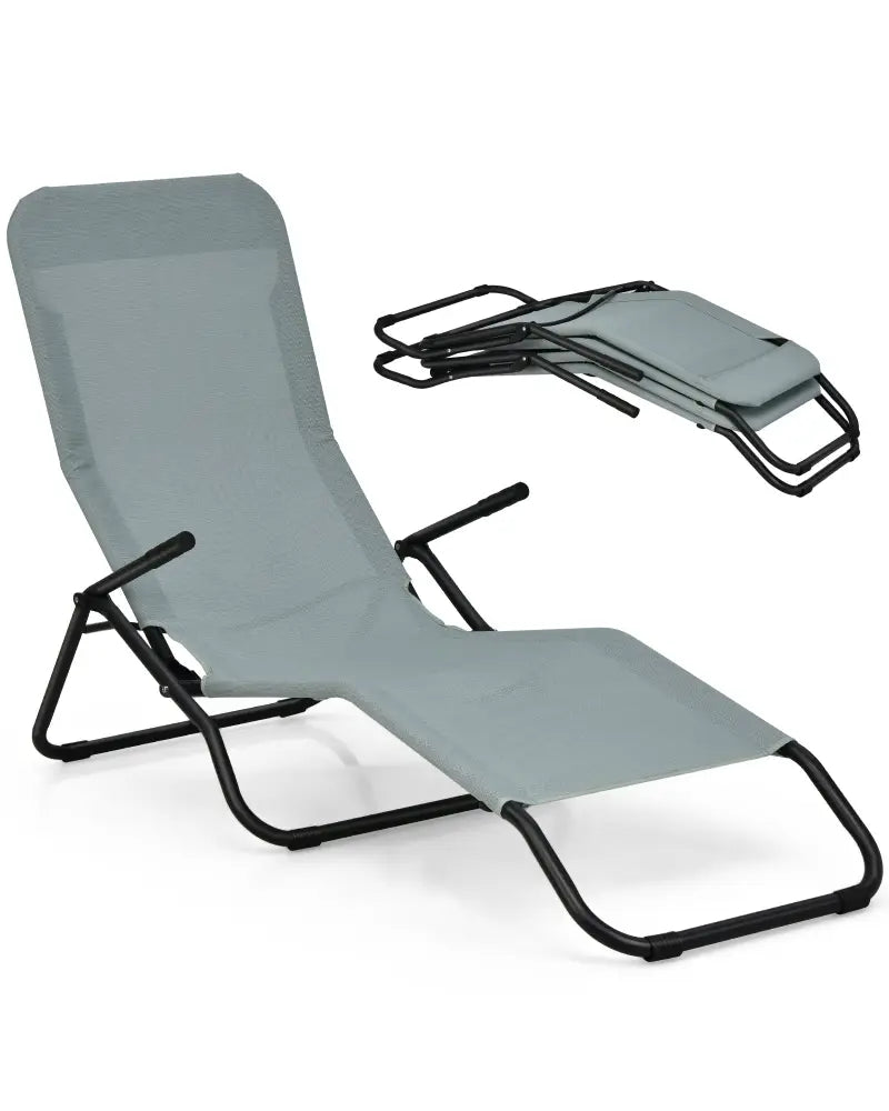 2 Pieces Folding Portable Patio Chaise Lounger with Rocking Design-Light Green - Light Green - Outdoor Chaise Lounges