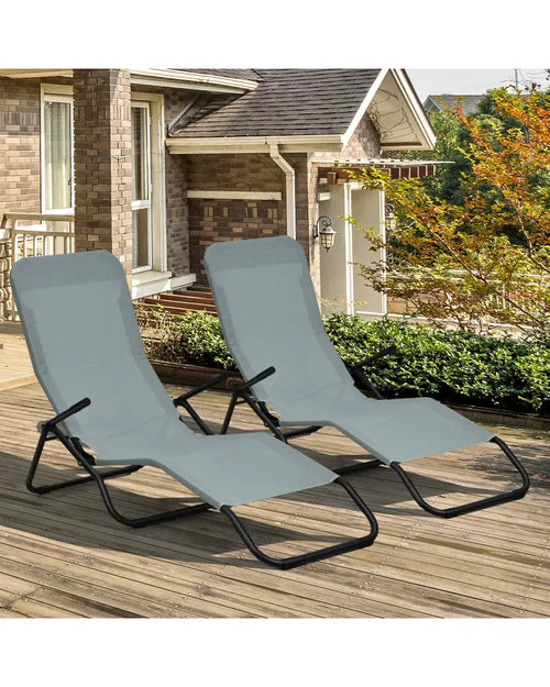 2 Pieces Folding Portable Patio Chaise Lounger with Rocking Design-Light Green - Light Green - Outdoor Chaise Lounges