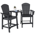 2 Pieces HDPE Tall Adirondack Chair with Middle Connecting Tray-Black - Black - Adirondack Chairs