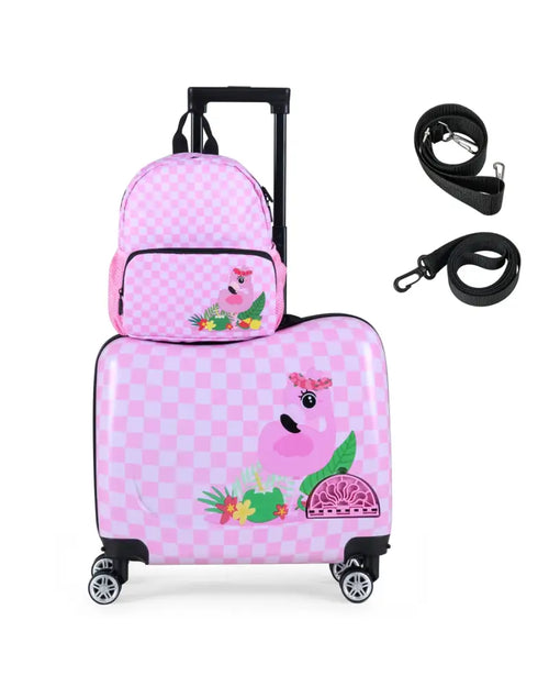2 Pieces Kid Luggage Set with Spinner Wheels and Aluminum Handle-White & Pink - White & Pink - Kids Luggage