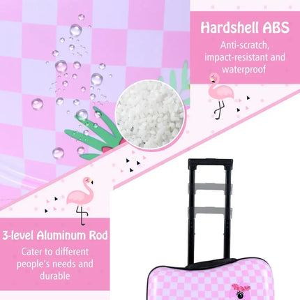 2 Pieces Kid Luggage Set with Spinner Wheels and Aluminum Handle - White & Pink - Oasis Home Essentials