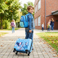 2 Pieces Kid Luggage Set with Spinner Wheels and Aluminum Handle - Blue - Oasis Home Essentials