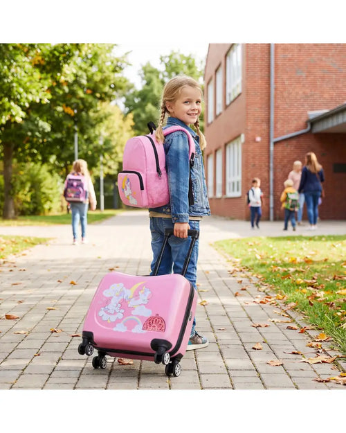 2 Pieces Kid Luggage Set with Spinner Wheels and Aluminum Handle-Pink - Pink - Kids Luggage