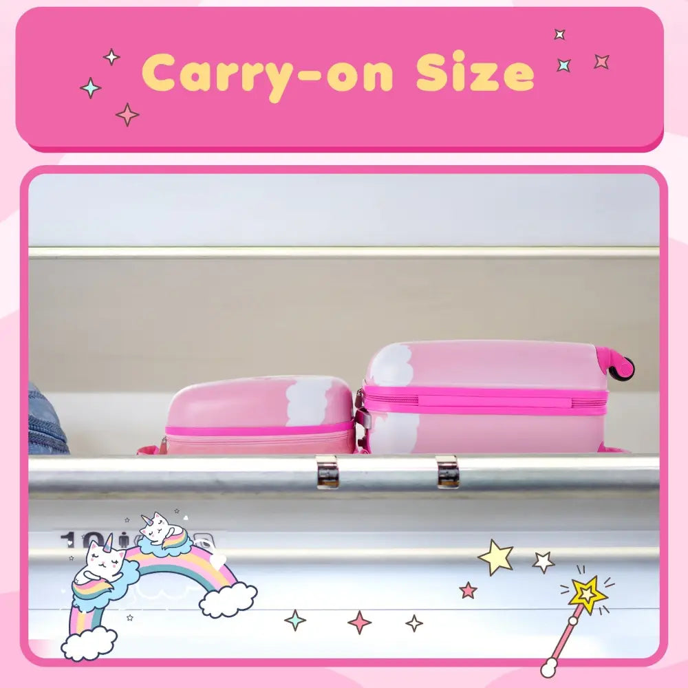 2 Pieces Kids Carry - on Luggage Set with 12 Inch Backpack - Multicolor - Oasis Home Essentials