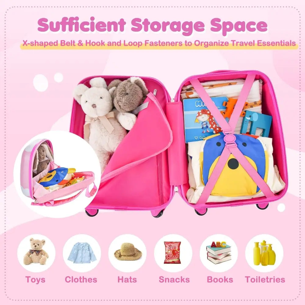 2 Pieces Kids Carry - on Luggage Set with 12 Inch Backpack - Multicolor - Oasis Home Essentials