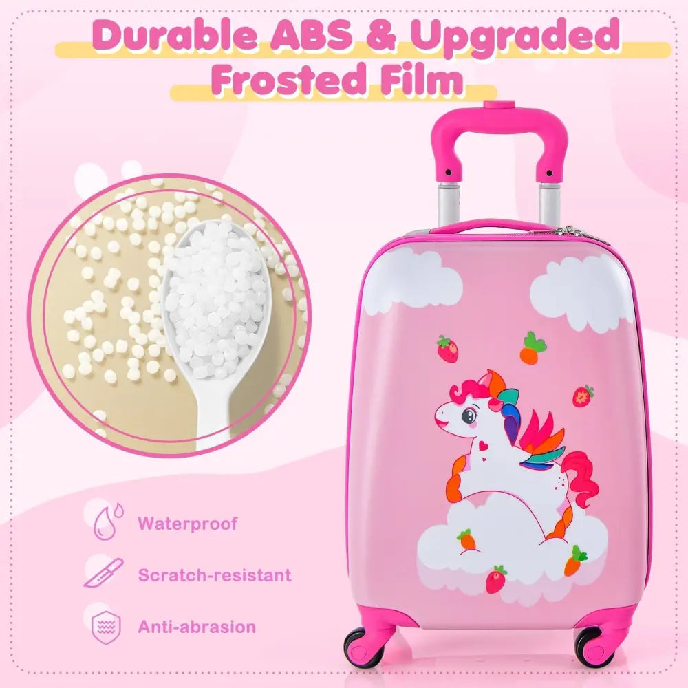 2 Pieces Kids Carry - on Luggage Set with 12 Inch Backpack - Multicolor - Oasis Home Essentials