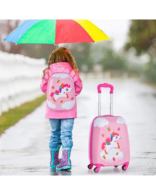 2 Pieces Kids Carry-on Luggage Set with 12 Inch Backpack-Multicolor - Multicolor - Kids Luggage