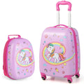 2 Pieces Kids Carry - on Luggage Set with 12 Inch Backpack - Pink - Oasis Home Essentials