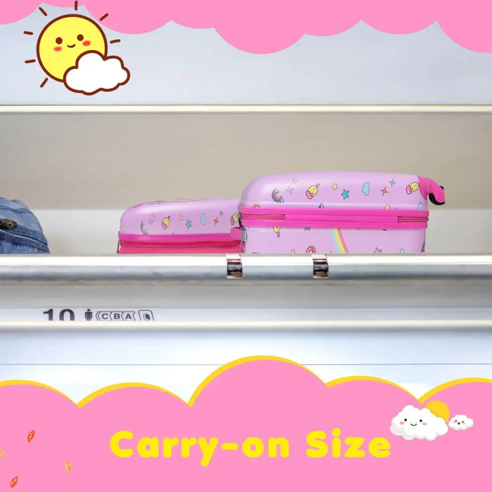 2 Pieces Kids Carry - on Luggage Set with 12 Inch Backpack - Pink - Oasis Home Essentials