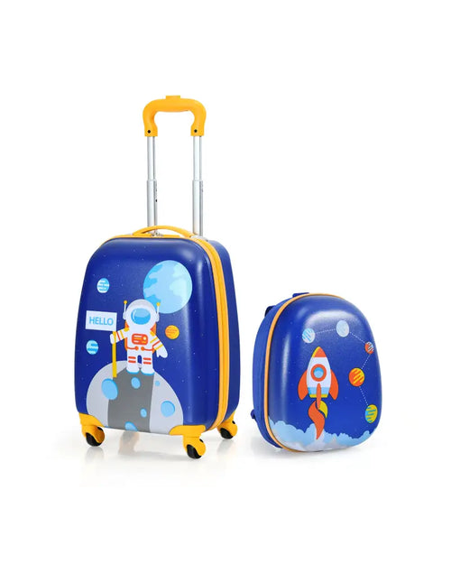 2 Pieces Kids Lightweight Luggage Set with Backpack and Suitcase for Travel - Blue - Kids Luggage