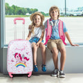 2 Pieces Kids Luggage Set 12 Inch Backpack and 16 Inch Kid Carry on Suitcase with Wheels - Pink - Kids Luggage