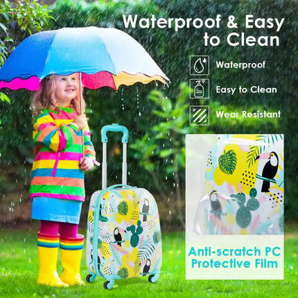 2 Pieces Kid’s Luggage Set 12-inch Backpack and 16-inch Rolling Suitcase Travel - Multicolor - Kids Luggage