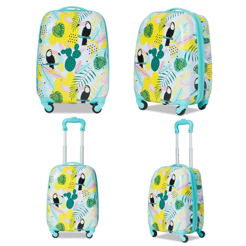 2 Pieces Kid’s Luggage Set 12-inch Backpack and 16-inch Rolling Suitcase Travel - Multicolor - Kids Luggage