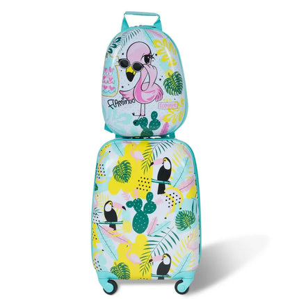 2 Pieces Kid’s Luggage Set 12-inch Backpack and 16-inch Rolling Suitcase Travel - Multicolor - Kids Luggage