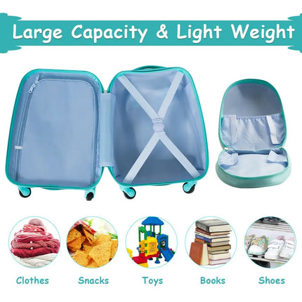 2 Pieces Kid’s Luggage Set 12-inch Backpack and 16-inch Rolling Suitcase Travel - Multicolor - Kids Luggage