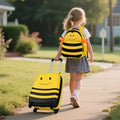 2 Pieces Kids Luggage Set on Wheels with Anti-Lose Rope and Retractable Rod-Yellow - Yellow - Kids Luggage