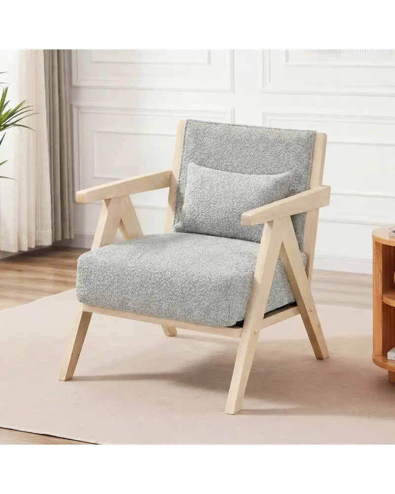 2 Pieces Living Room Furniture Set with Rubber Wood Frame-Gray - Gray - Sofas & Loveseats