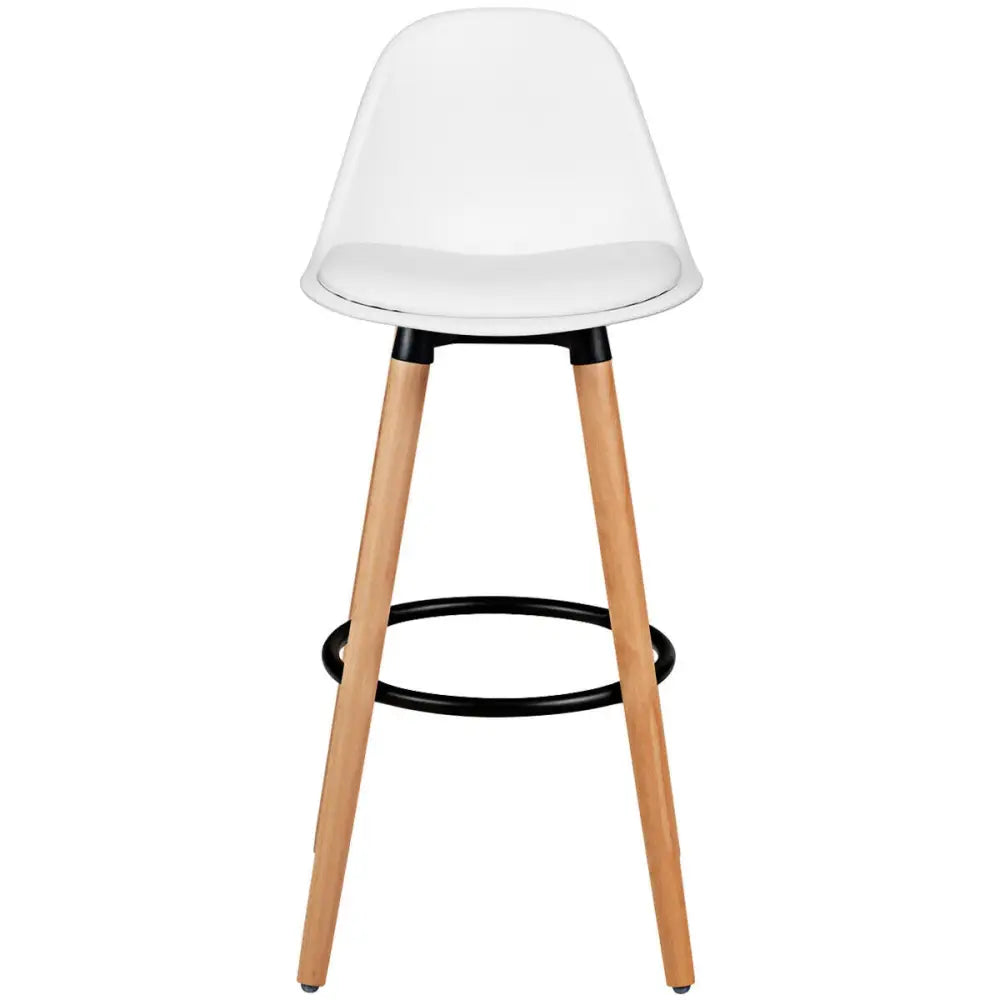 2 Pieces Mid Century Barstool 28.5 Inches Dining Pub Chair-White Costway