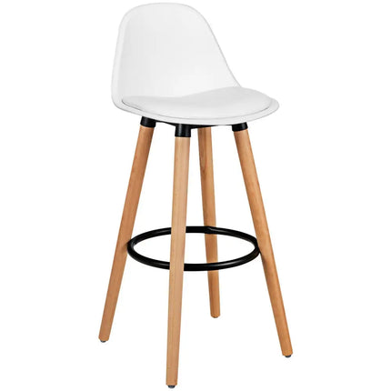 2 Pieces Mid Century Barstool 28.5 Inches Dining Pub Chair-White Costway