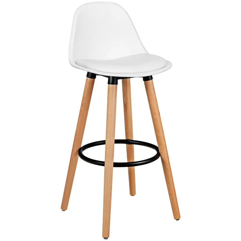 2 Pieces Mid Century Barstool 28.5 Inches Dining Pub Chair-White Costway