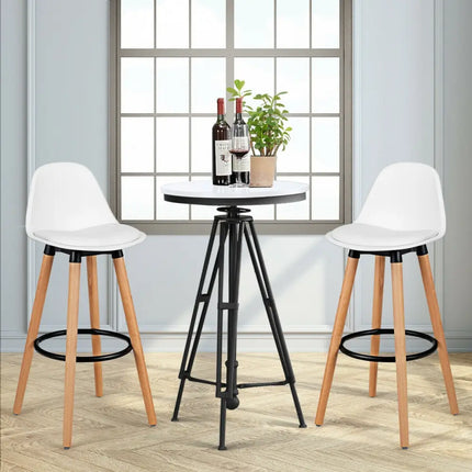 2 Pieces Mid Century Barstool 28.5 Inches Dining Pub Chair-White Costway
