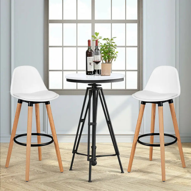 2 Pieces Mid Century Barstool 28.5 Inches Dining Pub Chair-White Costway