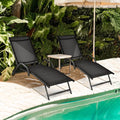 2 Pieces Outdoor Chaise Lounge with 5-Position Adjustable Backrest-Black - Black - Outdoor Chaise Lounges