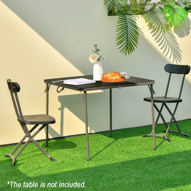 2 Pieces Outdoor Folding Chair Set with Sturdy Frame and Ergonomic Backrest-Black - Black - Patio Dining Chairs