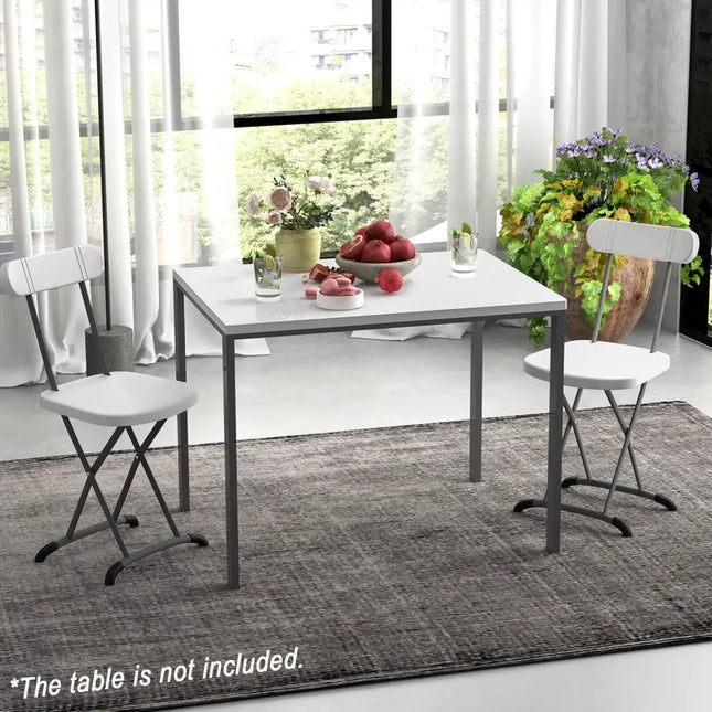 2 Pieces Outdoor Folding Chair Set with Sturdy Frame and Ergonomic Backrest-White - White - Patio Dining Chairs
