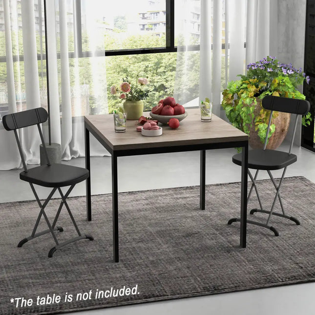 2 Pieces Outdoor Folding Chair Set with Sturdy Frame and Ergonomic Backrest-Black - Black - Patio Dining Chairs