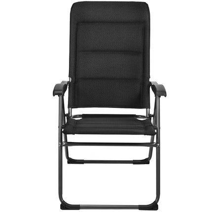 2 Pieces Outdoor Folding Patio Chairs with Adjustable Backrests for Bistro and Backyard-Black - Black - Beach & Lawn