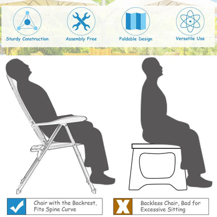 2 Pieces Outdoor Folding Patio Chairs with Adjustable Backrests for Bistro and Backyard-Black - Black - Beach & Lawn