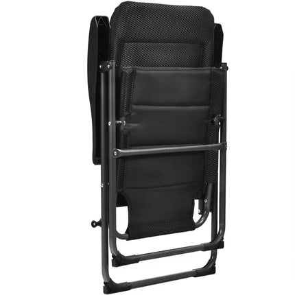 2 Pieces Outdoor Folding Patio Chairs with Adjustable Backrests for Bistro and Backyard-Black - Black - Beach & Lawn