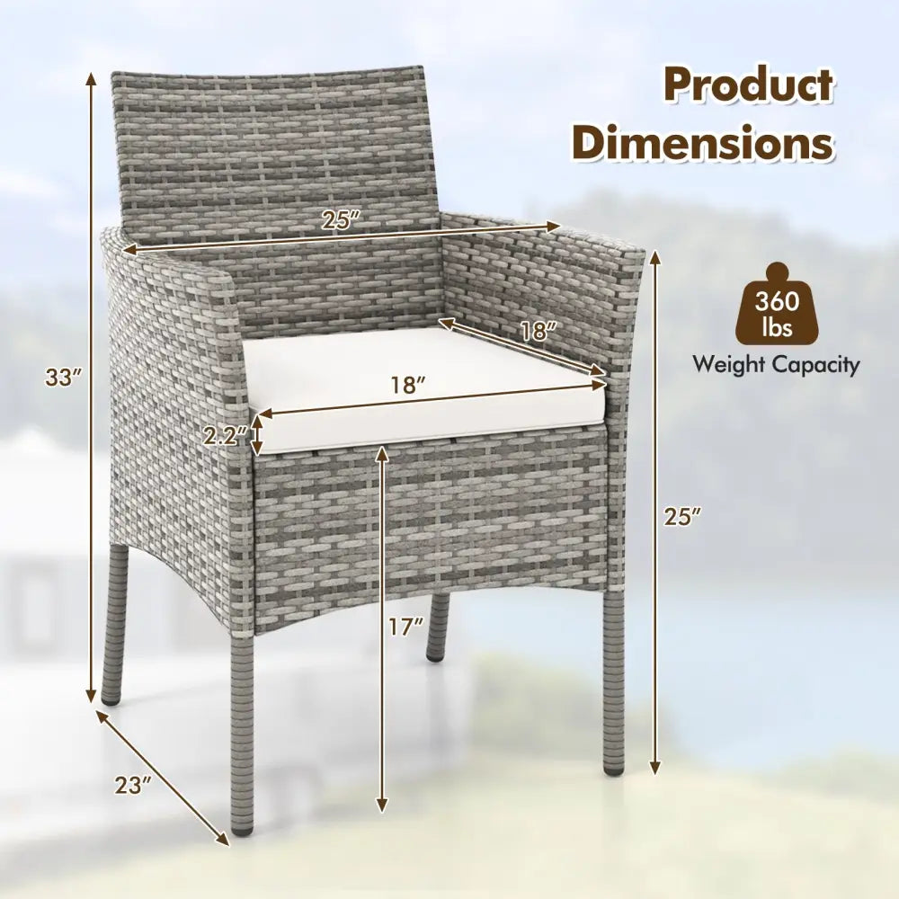 2 Pieces Outdoor PE Rattan Armchairs with Cozy Seat Cushions-White - White - Patio Dining Chairs