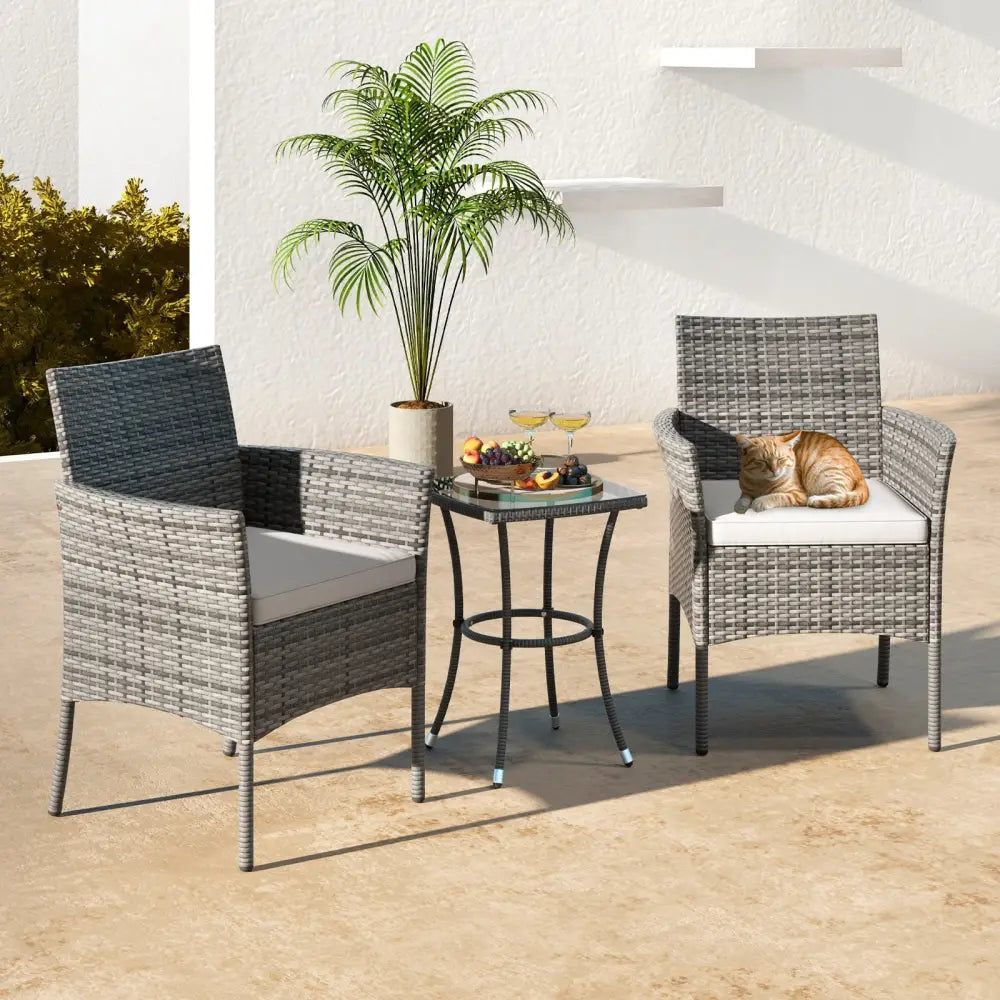2 Pieces Outdoor PE Rattan Armchairs with Cozy Seat Cushions-White - White - Patio Dining Chairs