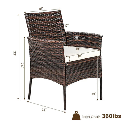 2 Pieces Outdoor PE Rattan Armchairs with Removable Cushions - Brown - Patio Dining Chairs
