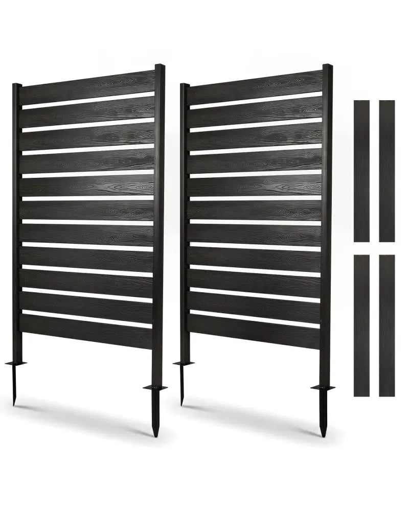 2 Pieces Outdoor Privacy Screen Fence for Backyard Pool Lawn-Black - Black - Outdoor Privacy Screens