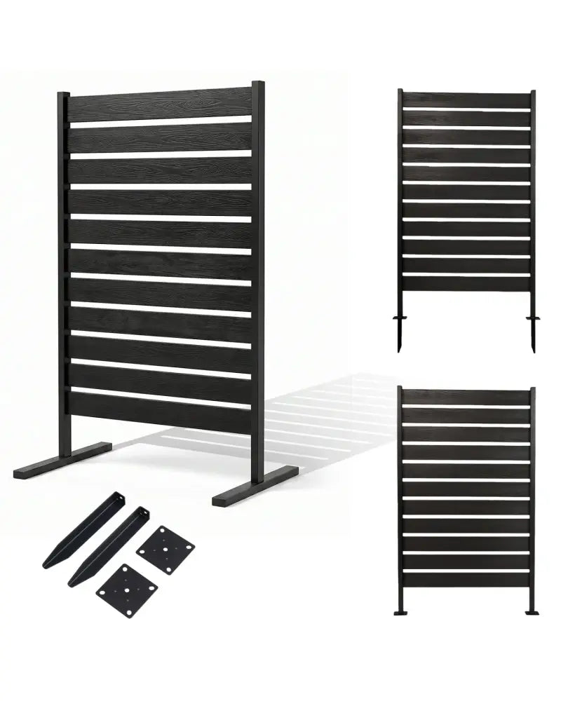2 Pieces Outdoor Privacy Screen Fence for Backyard Pool Lawn-Black - Black - Outdoor Privacy Screens