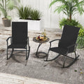 2 Pieces Outdoor Rocking Chairs with Breathable Backrest-Black - Black - Patio Rocking Chairs & Gliders