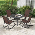 2 Pieces Outdoor Rocking Chairs with Breathable Backrest-Brown - Brown - Patio Rocking Chairs & Gliders