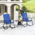 2 Pieces Outdoor Rocking Chairs with Breathable Backrest-Navy - Navy - Patio Rocking Chairs & Gliders