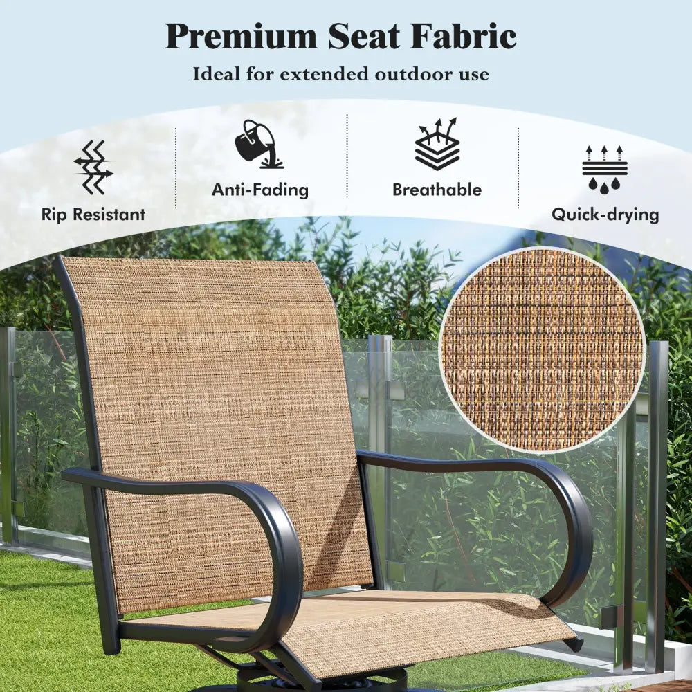 2 Pieces Patio 360 Rotation Swivel Bar Stool Set-Brown - Brown - Patio Bar Furniture