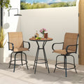 2 Pieces Patio 360 Rotation Swivel Bar Stool Set-Brown - Brown - Patio Bar Furniture